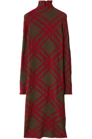 Burberry Geruite shiftjurk van wolblend
