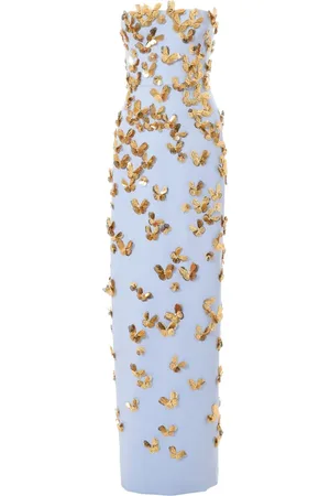 Carolina Herrera Strapless avondjurk met vlinderapplicatie