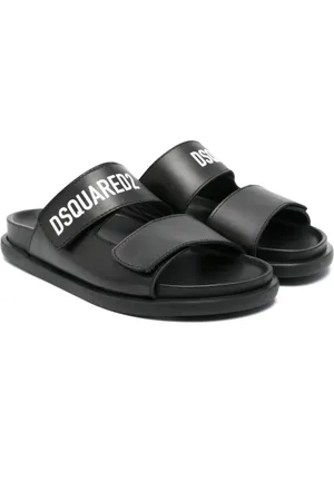Dsquared2 Leren slippers met logoprint