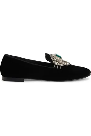 Giuseppe Zanotti Euphemiee fluwelen loafers verfraaid met kristallen