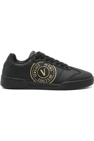 VERSACE Leren sneakers met logoprint