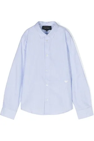 Emporio Armani Katoenen gestreept shirt met geborduurd logo