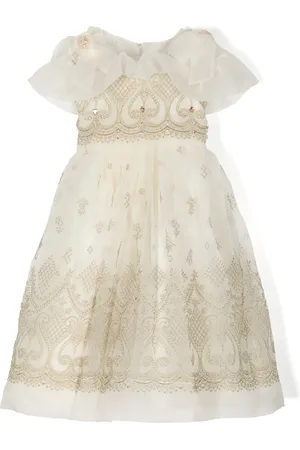 Marchesa Notte Organza jurk met geborduurd logo