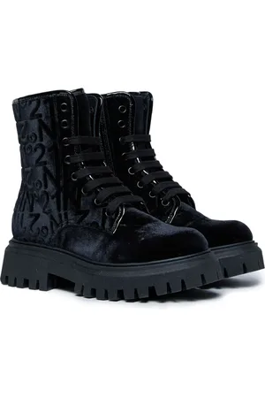 Nº21 Fluwelen combat boots met logo