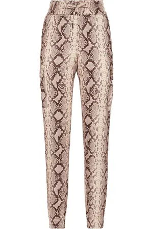 Philipp Plein Satijnen cargo broek met slangenhuidprint