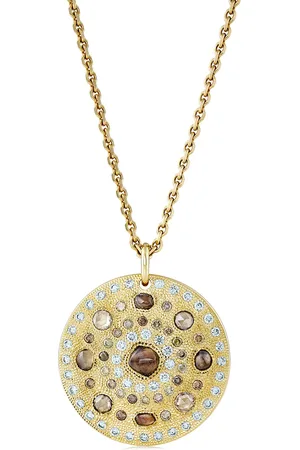 De Beers 18kt geelgouden Talisman Medal halsketting met diamant
