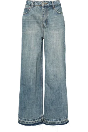 B+AB Ruimvallende jeans met franje