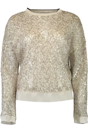 Brunello Cucinelli Opengebreide trui met metallic afwerking