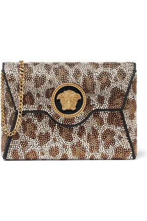 VERSACE La Medusa clutch met kristallen luipaardprint