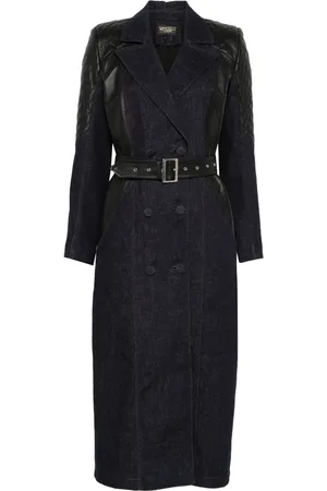 MITILIANE COUTURE Trenchcoat met leren vlakken