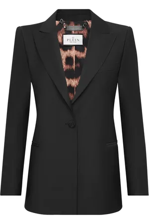 Philipp Plein Wollen blazer met doodskop stras