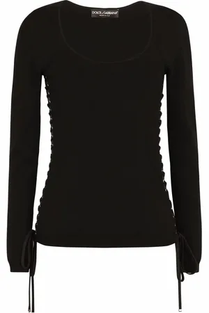 Dolce & Gabbana Trui met diepe ronde hals en veters