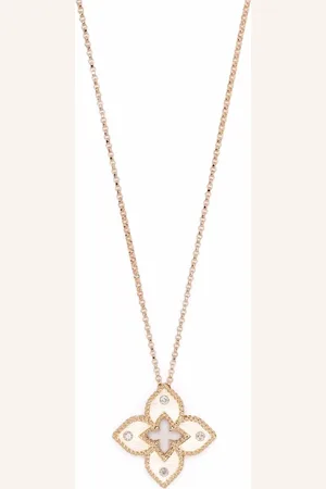 Roberto Coin 18kt roségouden Venetian Princess halsketting met diamanten hanger