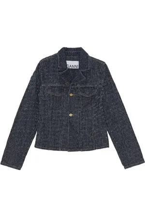 Ganni Fluffy getailleerde denim blazer