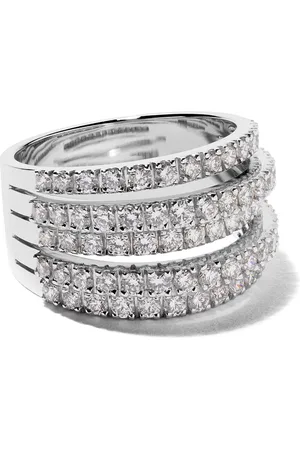 De Beers 18kt witgouden DB Classic Five Line ring met diamant