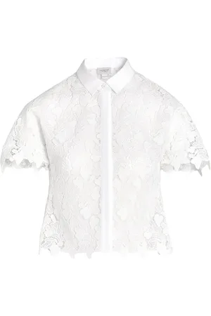 Giambattista Valli Cropped macramé blouse