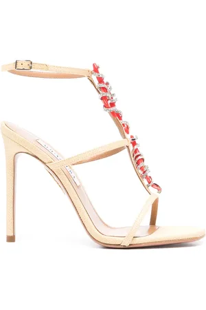 Aquazzura Capri Crush 105 mm raffia sandalen