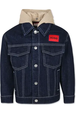 HUGO BOSS Spijkerjack met logopatch en capuchon