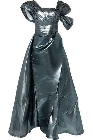 Gaby Charbachy Gedrapeerde avondjurk met metallic effect