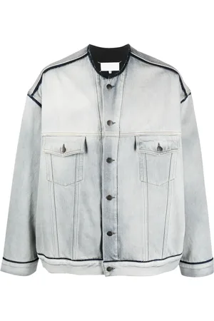 Maison Margiela Denim jack met franje en stiksels
