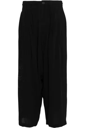 YOHJI YAMAMOTO Cropped fluwelen broek met grafische print