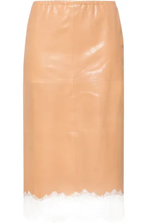 BLUMARINE Leren rok met kanten detail