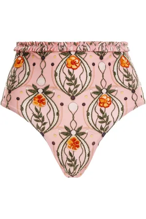 Agua by Agua Bendita Bikinislip met geborduurde bloemen