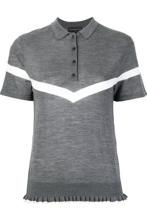 Cashmere In Love Ruffle trimming knitted polo shirt