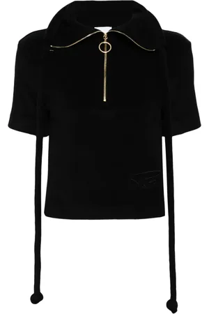 Patou Badstof poloshirt met halve rits