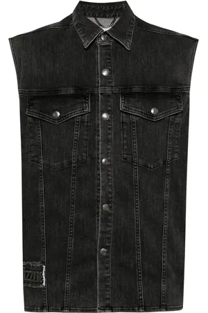 Izzue Denim gilet met tekst