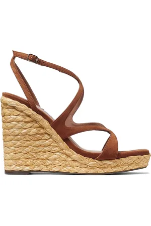 Jimmy Choo Ayla 110 mm raffia sandalen met sleehak