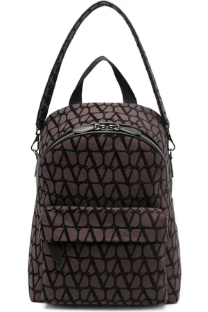 VALENTINO GARAVANI Toile Iconographe rugzak met leren afwerking