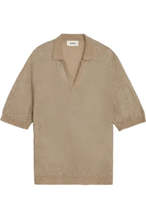 A PAPER KID Fijngebreid poloshirt