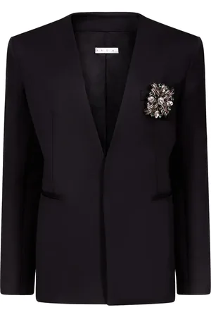 AREA Kraagloze blazer met broche van kristallen
