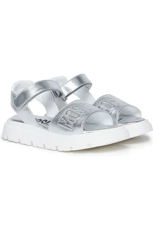 Moschino Leren sandalen met geborduurd logo