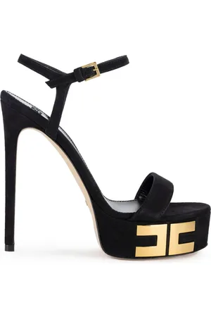Elisabetta Franchi 135 mm suède sandalen met logo