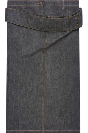 Courrèges Denim rok met dubbele riem