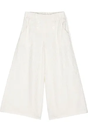 Emporio Armani Broek met logo jacquard en wijde pijpen