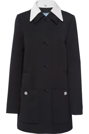 Prada Jas met contrasterende kraag en enkele rij knopen