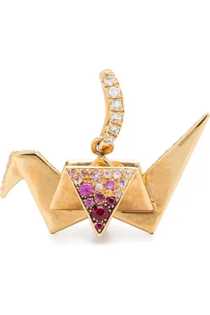Aurélie Bidermann 18kt geelgouden Origami hanger met saffier en diamant