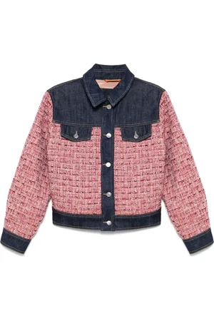 HUGO BOSS Tweed jack met denim vlak