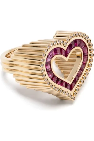 Marie Lichtenberg 18kt geelgouden Love ring met robijn en diamant