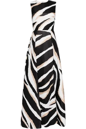 Elie saab Twill avondjurk met zebraprint