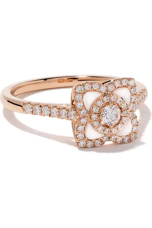 De Beers 18kt roségouden Enchanted Lotus ring met parelmoer en diamant