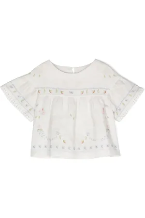 Lapin House Linnen shirt met geborduurde bloemen