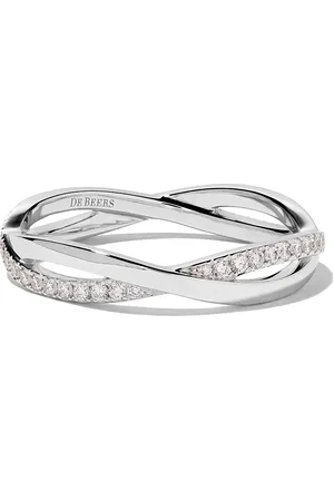 De Beers 18kt witgouden Infinity ring met halve pavé diamant