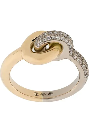 CHARLOTTE CHESNAIS 18kt geel en wit gouden Maxi Twin Pave ring met diamant