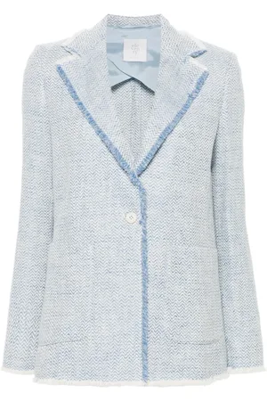 ELEVENTY Blazer met franje en enkele rij knopen