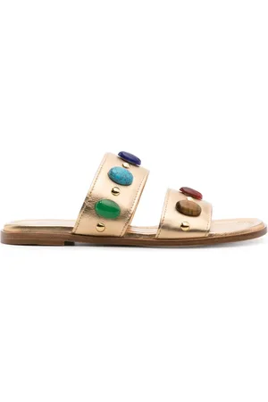 Gianvito Rossi Leren slippers met kralen