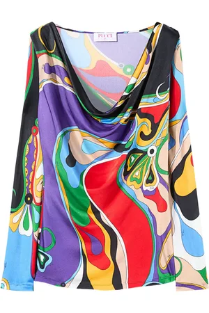 Puccini Blouse met col en abstracte print